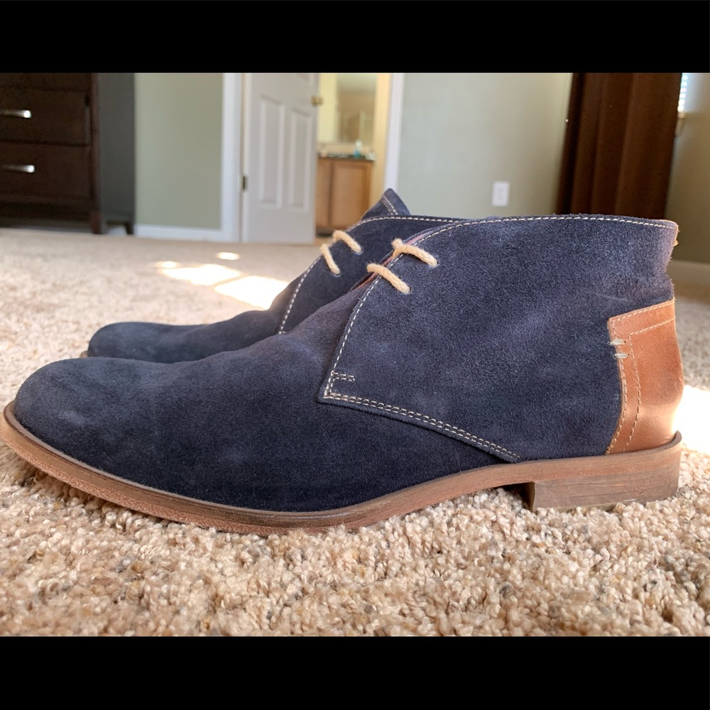 Johnston & Murphy Blue Chelsea Boots with Suede Finish